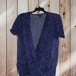 Coco & Chase, Purple, black sheer blouse, Large